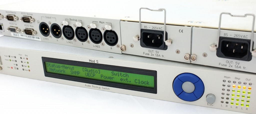 MOD-S Audio Backup Switch for FM Broadcasts, integrated RDS-Switch, Analog or Digital input/output; RMS thresholds; SNMP and  comfortable Web-interface